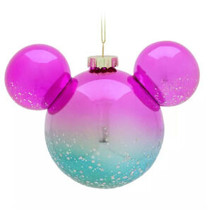 NEW-Mickey Mouse Icon Glass Pink/Blue Ombre Sketchbook Ornament Disney